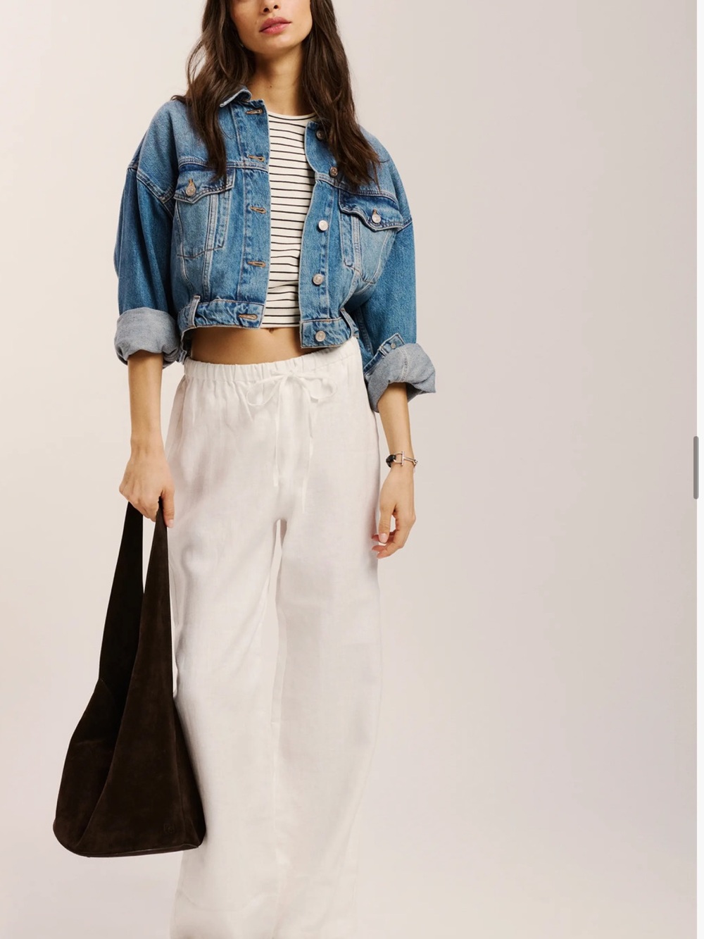 Reformation White Wide-Leg Linen Drawstring Pants